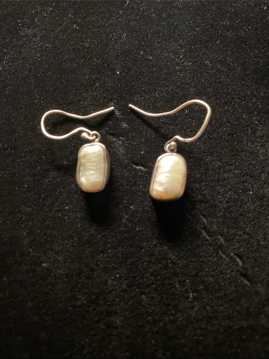 Diana Ingram White Cultured Freshwater Pearl Small Oval Drop  Diana Vincent Sterling Silver Freshwater Pearl Drop Earrings - White
